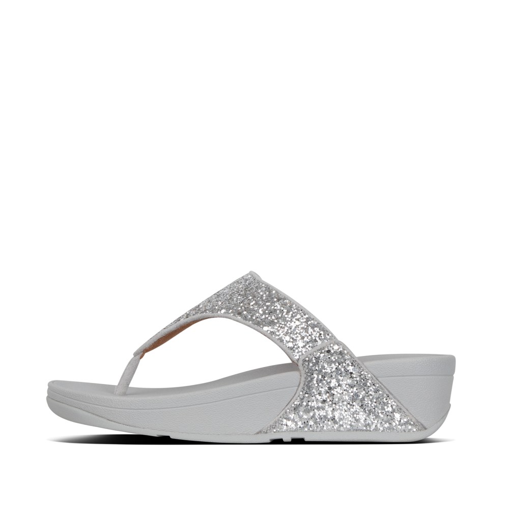 Fitflop Womens Sandals Silver - Lulu Glitter Toe-post - PN6589023